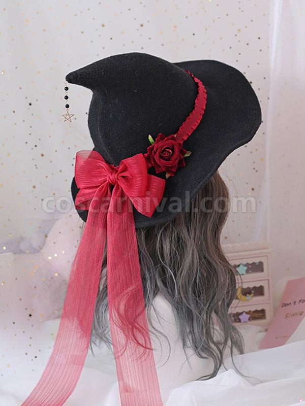 Gothic Lolita Hat Bowknot?Rose Polyester Black Lolita Accessories coscarnival