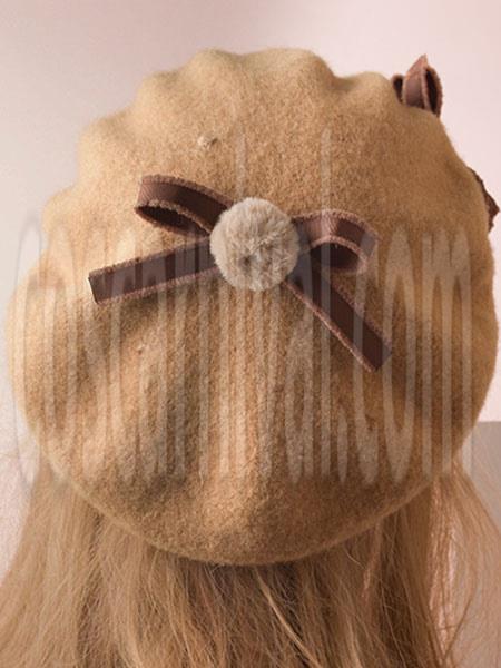 Sweet Lolita Hat Wool Bow Pom Pom Lolita Beret coscarnival