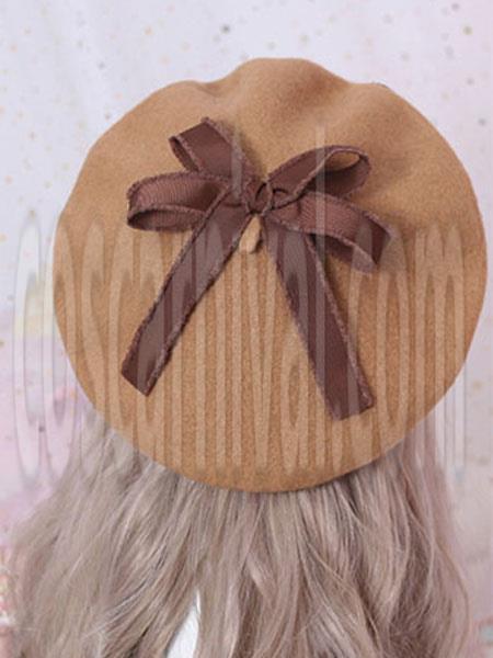 Sweet Lolita Beret Daisy Floral Bow Wool Lolita Hat coscarnival
