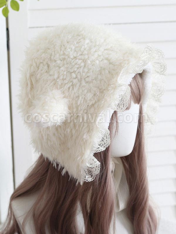 Pink Lolita Hat Ruffles?Lace Accessory Lace Polyester Sweet Lolita Hat Crochet Hat with two ears coscarnival