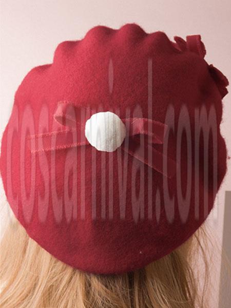 Sweet Lolita Hat Wool Bow Pom Pom Lolita Beret coscarnival