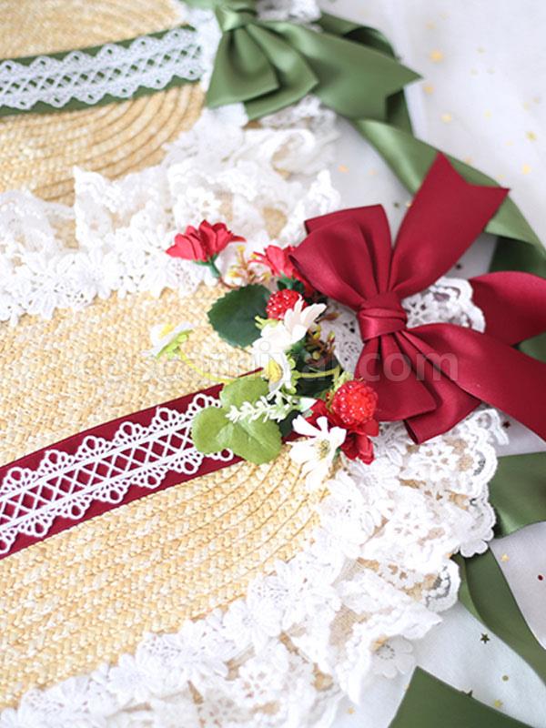 Sweet Lolita Bonnet Lace Bow Flowers Lolita Hat coscarnival