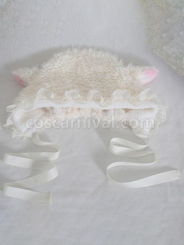 Pink Lolita Hat Ruffles?Lace Accessory Lace Polyester Sweet Lolita Hat Crochet Hat with two ears coscarnival