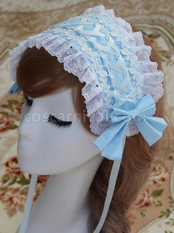 Sweet Lolita Hairband Chiffon Lace Up Ruffles Lolita Hair Accessories coscarnival