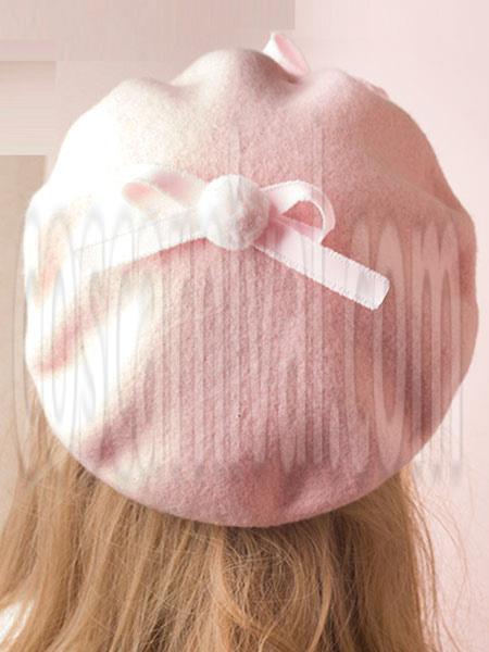 Sweet Lolita Hat Wool Bow Pom Pom Lolita Beret coscarnival