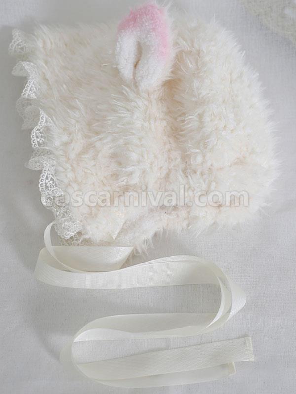 Pink Lolita Hat Ruffles?Lace Accessory Lace Polyester Sweet Lolita Hat Crochet Hat with two ears coscarnival