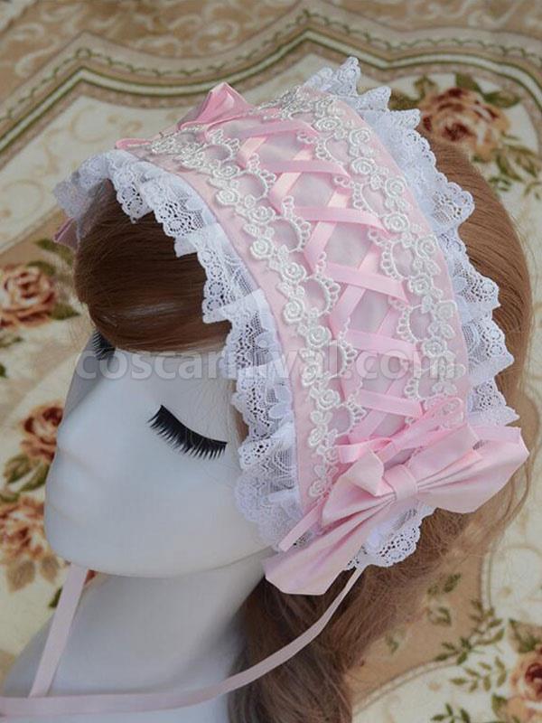 Sweet Lolita Hairband Chiffon Lace Up Ruffles Lolita Hair Accessories coscarnival