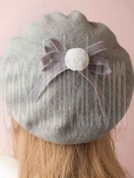 Sweet Lolita Hat Wool Bow Pom Pom Lolita Beret coscarnival