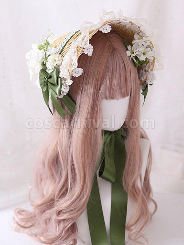Sweet Lolita Bonnet Lace Bow Flowers Lolita Hat coscarnival