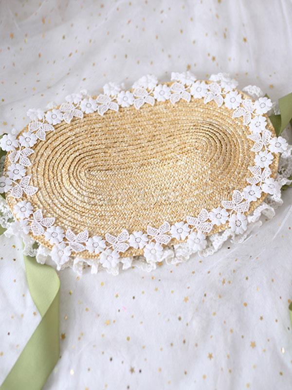 Sweet Lolita Bonnet Lace Bow Flowers Lolita Hat coscarnival