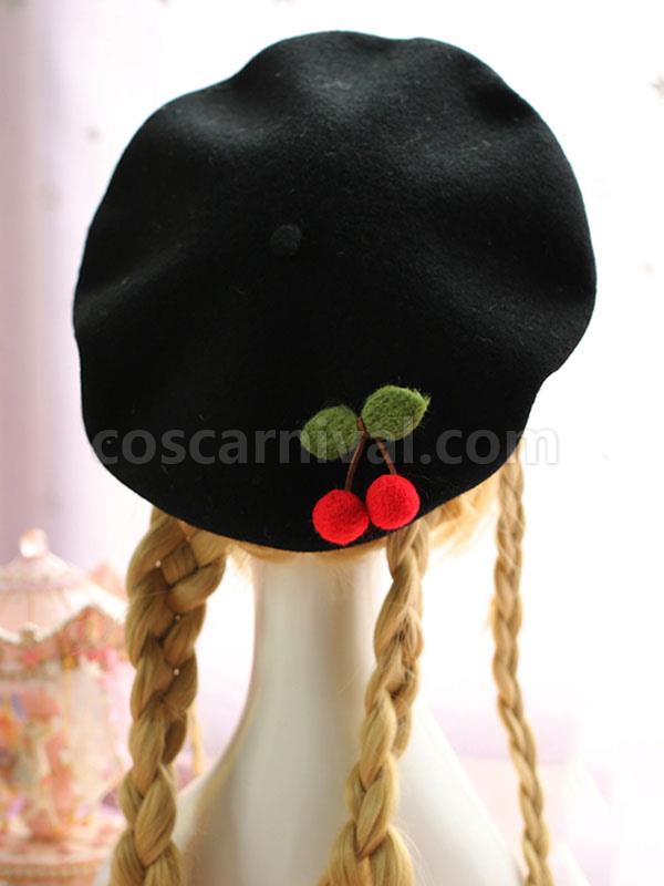 Sweet Lolita Beret Cherry Wool Lolita Hat coscarnival