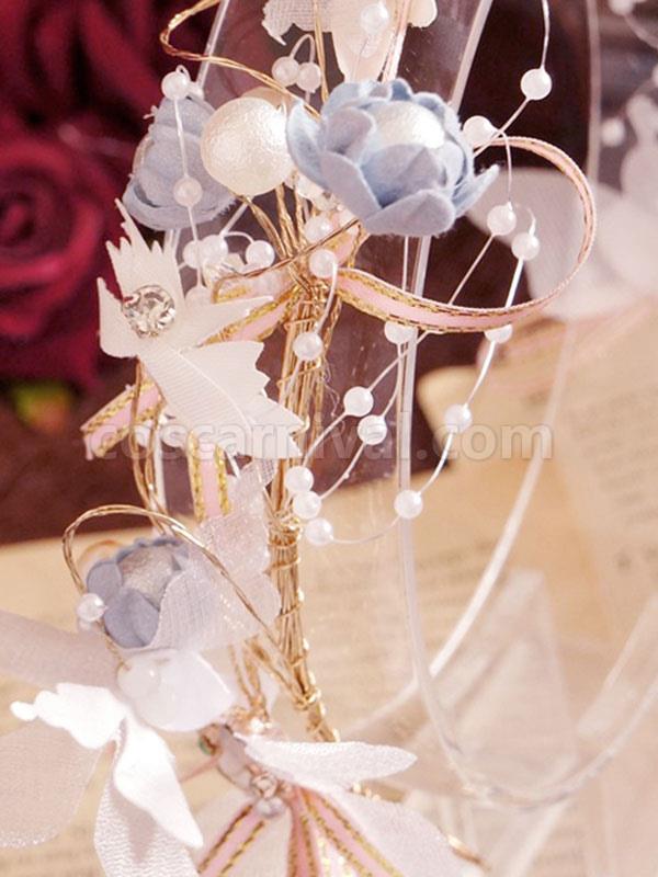 Soft Pink Lolita Headdress Polyester Fiber Pearls Bows Bow Lolita Hair Accessories coscarnival