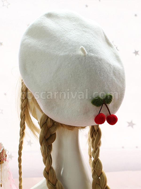 Sweet Lolita Beret Cherry Wool Lolita Hat coscarnival