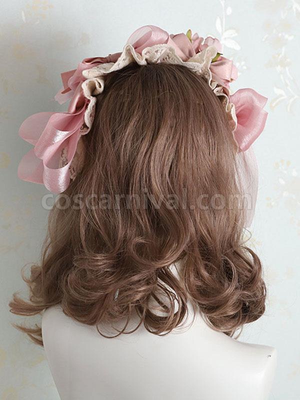 Sweet Lolita Headdress Pink Polyester Fiber Bows Bow Headwear Lolita Headband coscarnival
