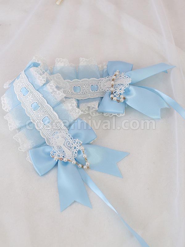 Sweet Lolita Headdress Blue Lace?Bows Lace Headband Headwear Lolita Hair Accessories coscarnival