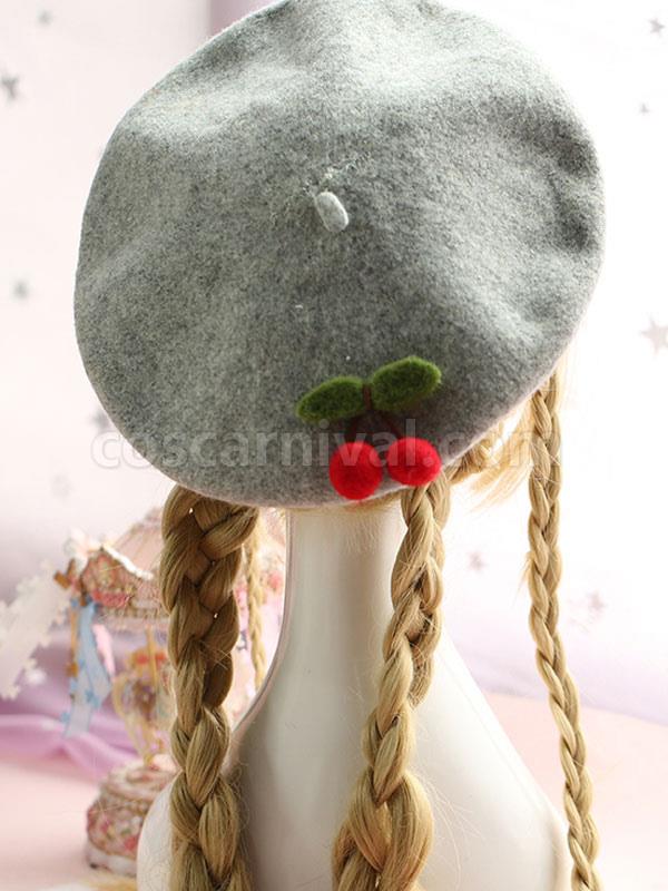Sweet Lolita Beret Cherry Wool Lolita Hat coscarnival