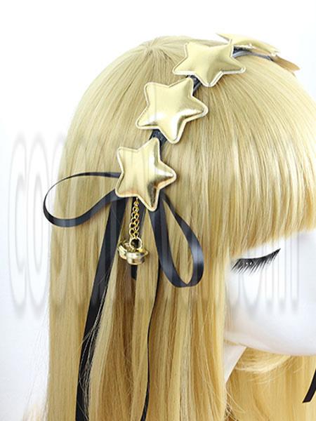Sweet Lolita Headband Gold Star Ribbons Lolita Headpieces coscarnival