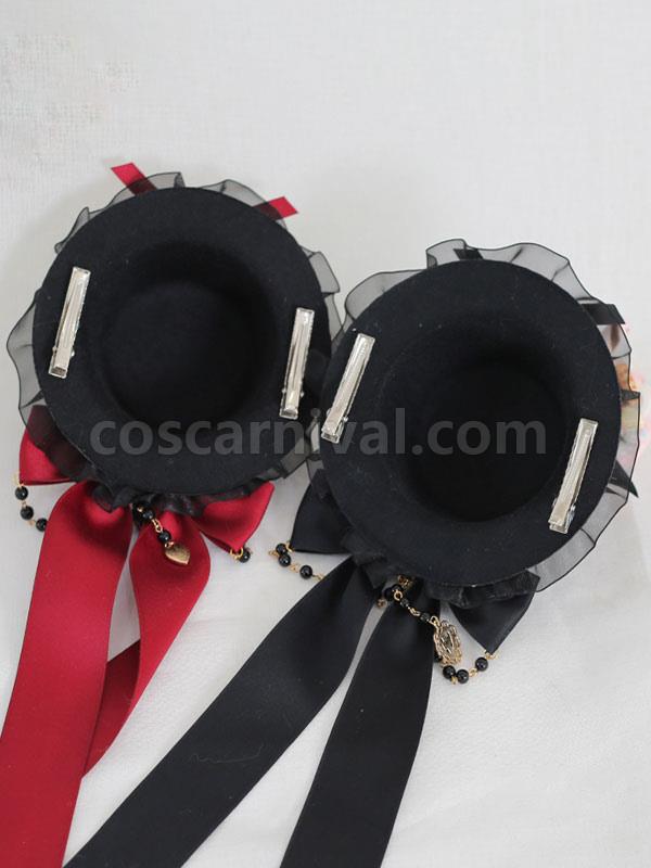 Gothic Lolita Hat Burgundy Ruffles?Chains Accessory Lolita Accessories coscarnival