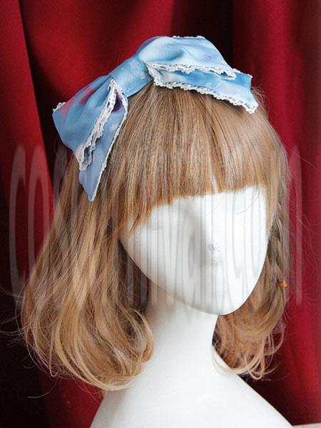 Sweet Organza Lolita Headbow Rainbow Cotton Candy Embroidery Trim coscarnival