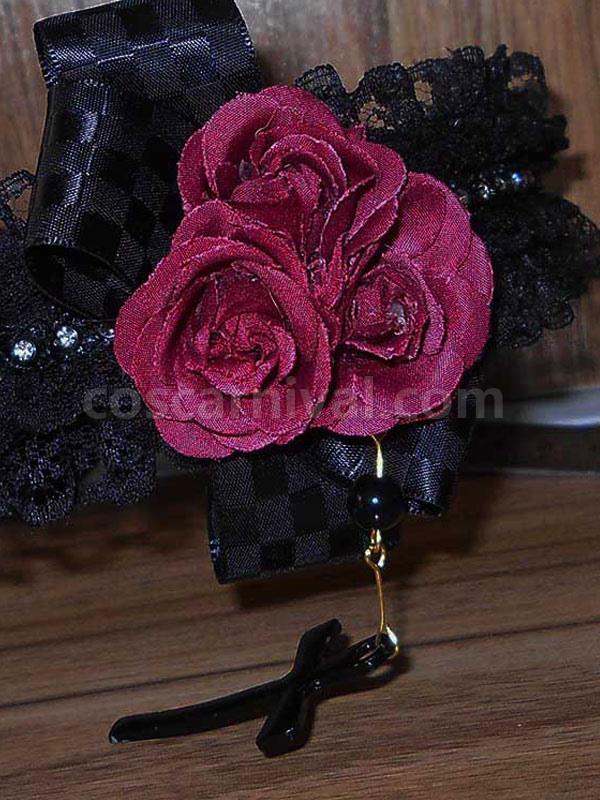 Black Flower Bows Lace Synthetic Lolita Hair Accessories coscarnival