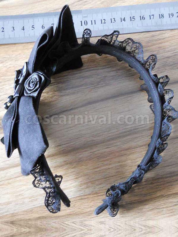 Black Lace Flower Bow Synthetic Lolita Hair Accessories  coscarnival