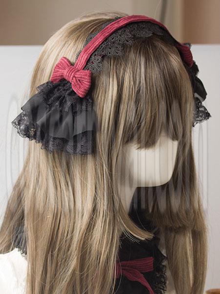 Gothic Lolita Headdress Lace Bow Two Tone Lolita Hair Accessory