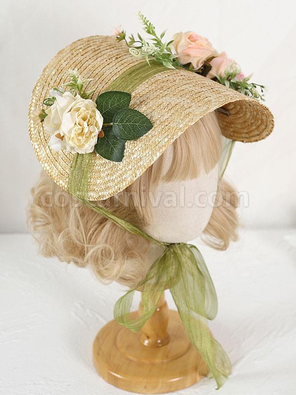 ROCOCO Style Lolita Hat Light Brown Flowers Accessory Lolita Accessories coscarnival