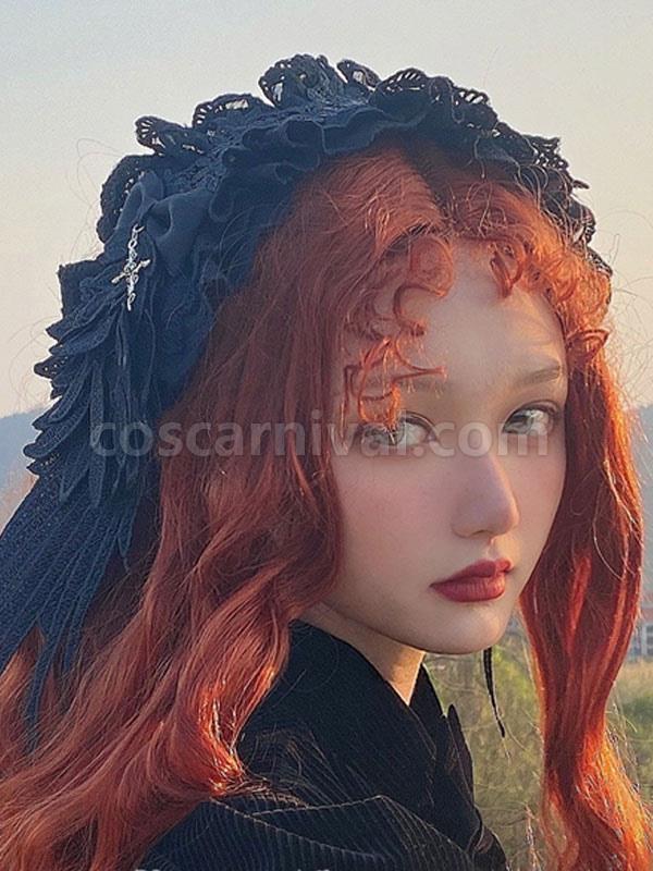 黒ロリータ帽子 フリル?レース ポリエステル繊維 レース その他のアクセサリー 黒ロリータ帽子 cocarnival