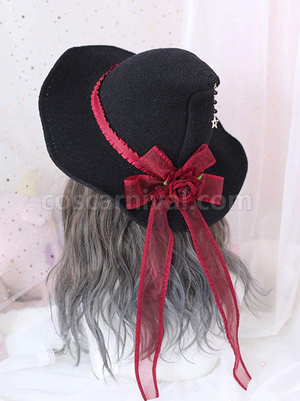 Gothic Lolita Hat Rose?Bows Pattern Polyester Black Lolita Hat Lolita Accessories