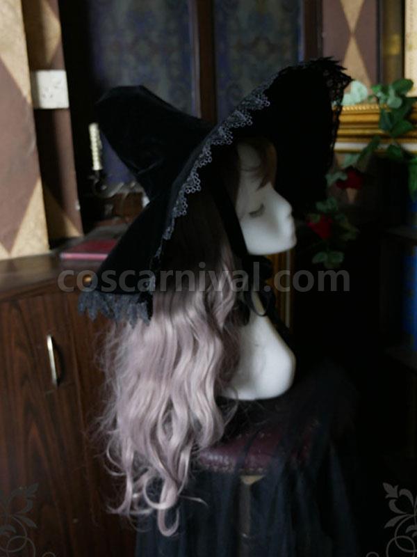 Lolita Lolita Hat Lace Polyester Lolita Accessories Black Witch Hat coscarnival