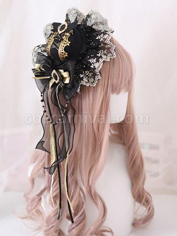 Gothic Top Hat Lace Bow Fascinator Hair Clip Vintage Accessory coscarnival