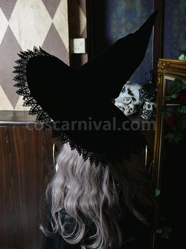 Lolita Lolita Hat Lace Polyester Lolita Accessories Black Witch Hat coscarnival