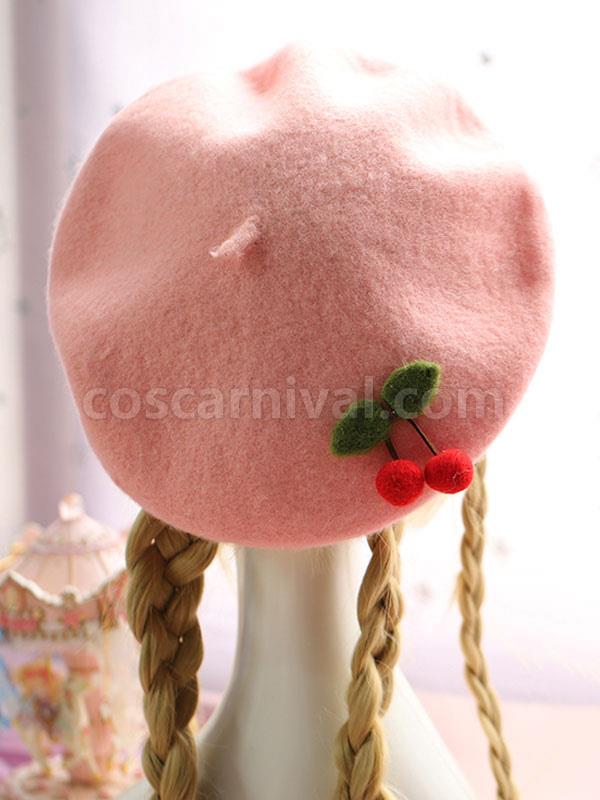 Sweet Lolita Beret Cherry Wool Lolita Hat coscarnival