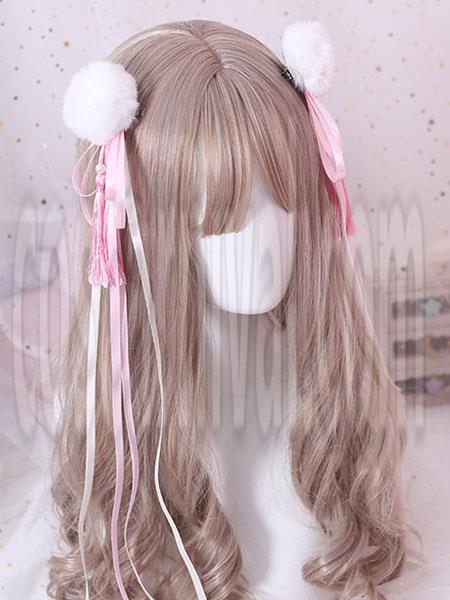 Chinese Style Lolita Hair Pin Pom Pom Tassel Bow Red Lolita Hair Accessory coscarnival