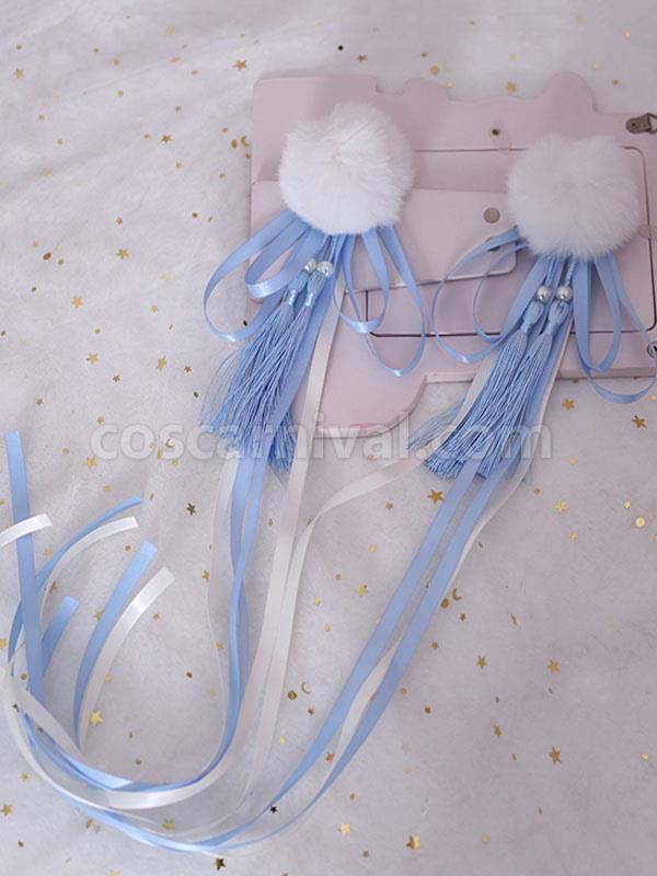 Chinese Style Lolita Hair Pin Pom Pom Tassel Bow Red Lolita Hair Accessory coscarnival