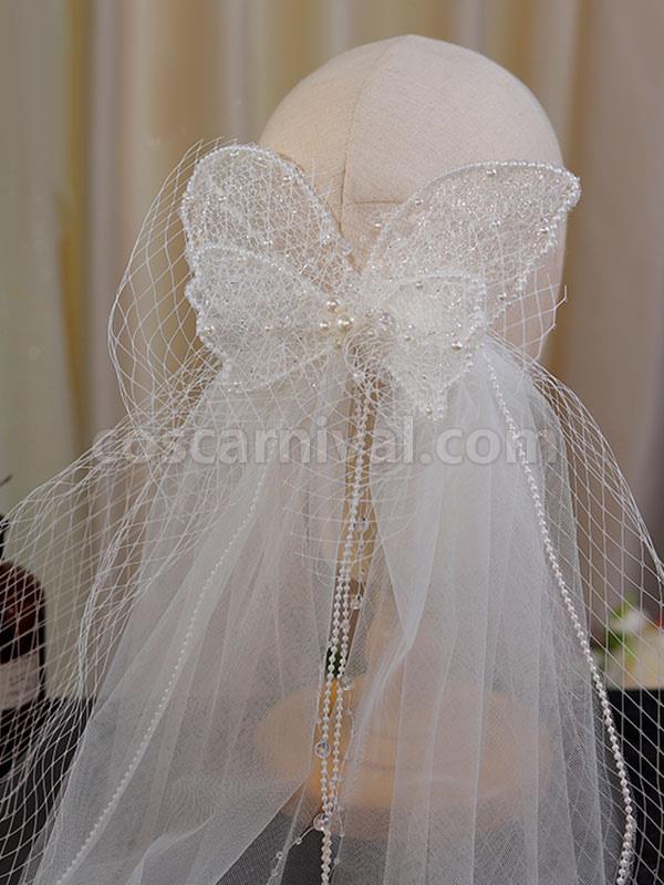 Sweet Lolita Headdress White Polyester Headwear Pearls?Bows Lolita Headband coscarnival