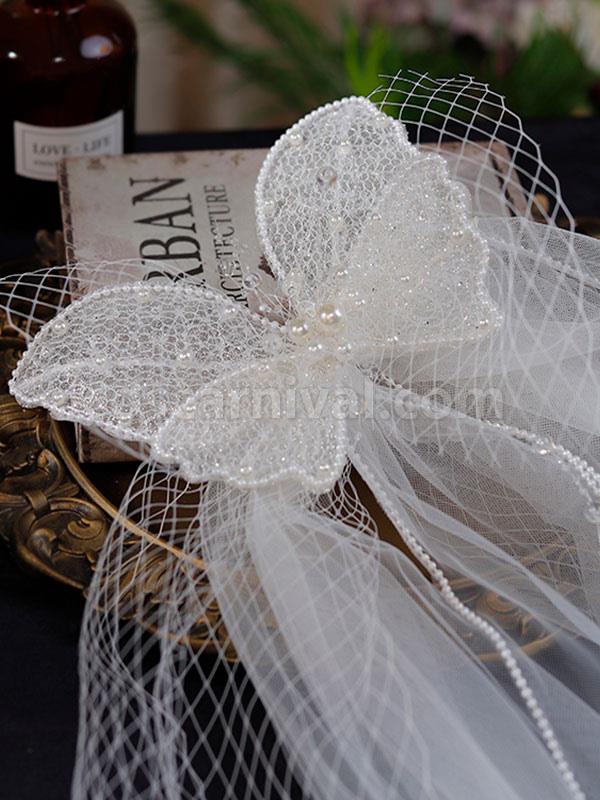 Sweet Lolita Headdress White Polyester Headwear Pearls?Bows Lolita Headband coscarnival