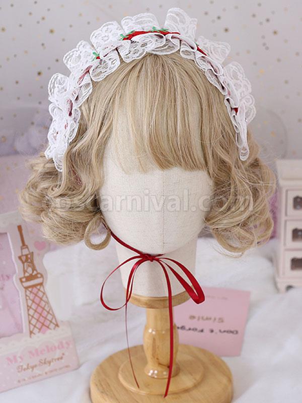 Sweet Lolita Headdress Lace Strawberry Headband coscarnival