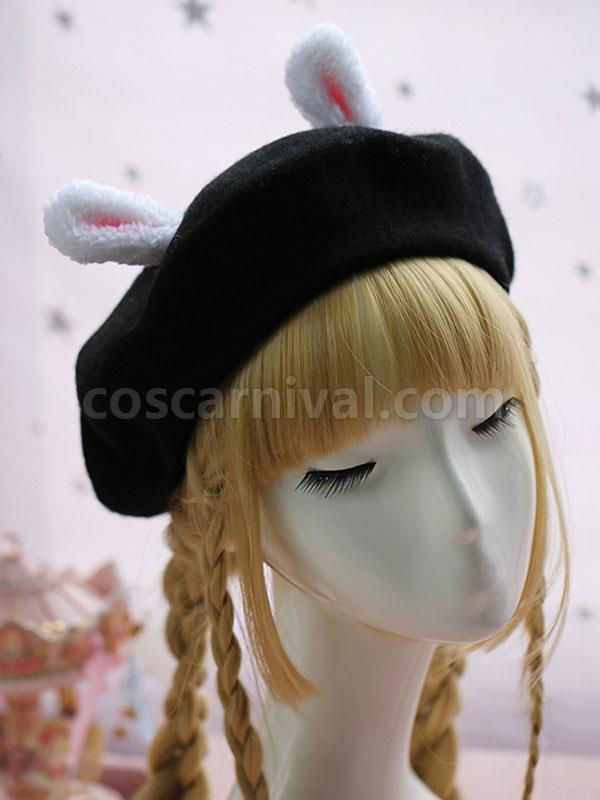 Sweet Lolita Hat Wool Pom Pom Bunny Ear Lolita Beret coscarnival