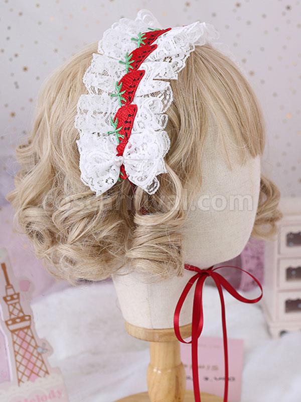 Sweet Lolita Headdress Lace Strawberry Headband coscarnival