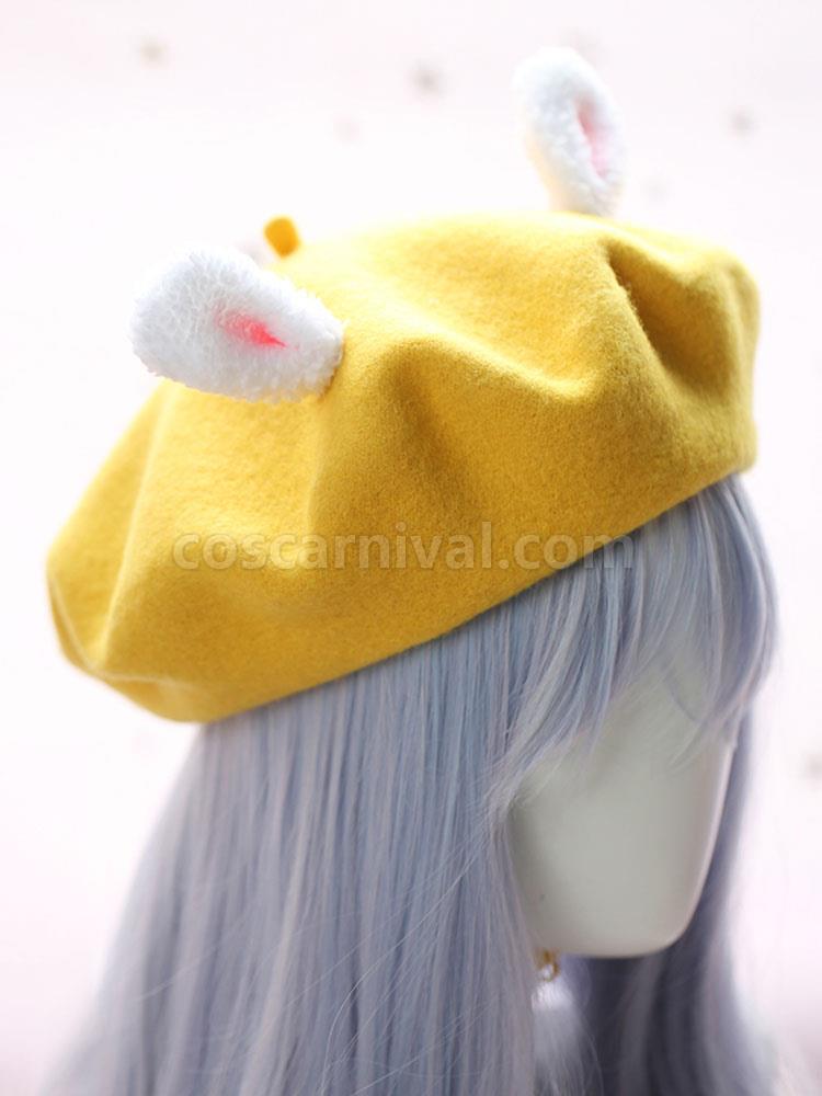 Sweet Lolita Hat Wool Pom Pom Bunny Ear Lolita Beret coscarnival