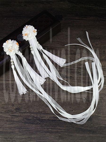 Han Lolita Headdress Chinese Style Fringe Flowers Ribbons Lolita Hair Accessories coscarnival