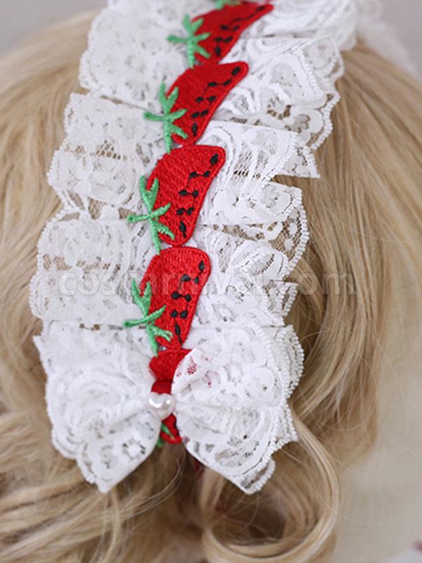 Sweet Lolita Headdress Lace Strawberry Headband coscarnival
