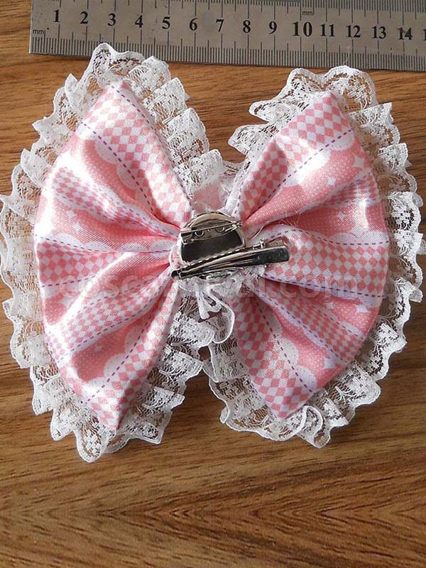 Pink Chic Lace Flower Bows Synthetic Lolita Hair Accessories coscarnival