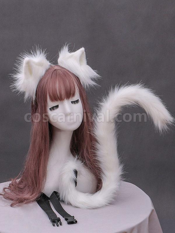 Sweet Lolita Accessories White Cats Ears Cats Tail Lolita Accessory Outfits coscarnival