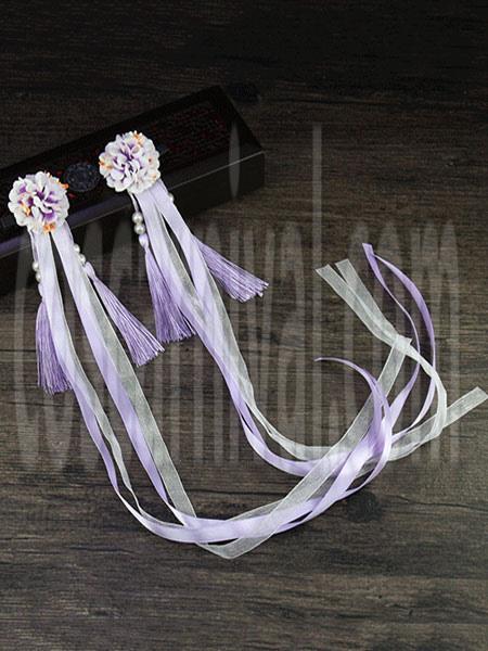 Han Lolita Headdress Chinese Style Fringe Flowers Ribbons Lolita Hair Accessories coscarnival