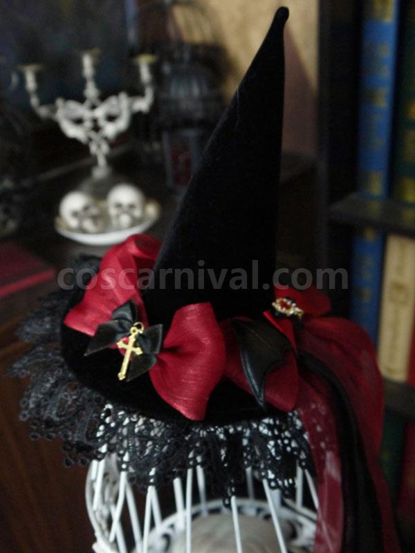 Black Lolita Hat Witch Hat Lace?Bow Polyester Lolita Accessories coscarnival