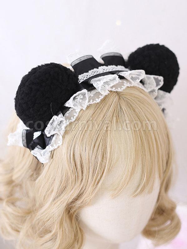 Sweet Lolita Headdress Pink Lace Polyester Fiber Headwear Lace Lolita Hair Accessories coscarnival