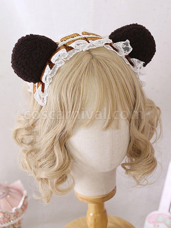 Sweet Lolita Headdress Pink Lace Polyester Fiber Headwear Lace Lolita Hair Accessories coscarnival