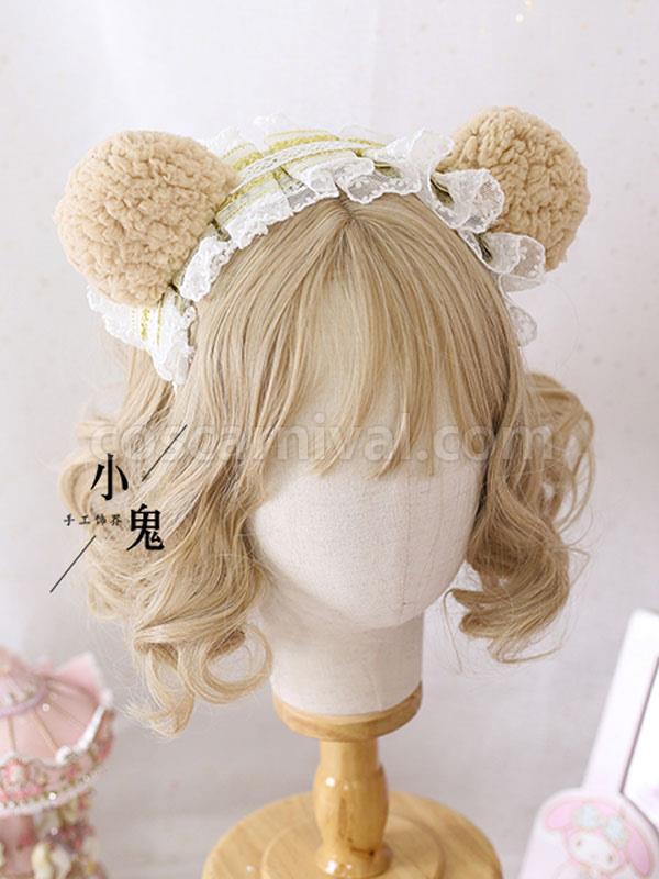 Sweet Lolita Headdress Pink Lace Polyester Fiber Headwear Lace Lolita Hair Accessories coscarnival